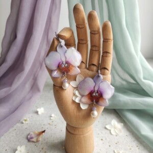 boucles d'oreilles orchidée