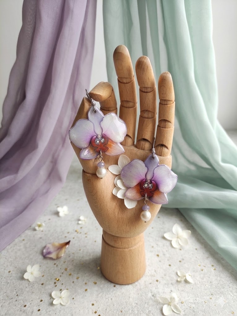 boucles d'oreilles orchidée