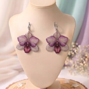 Boucles d’oreilles Orchidée rose